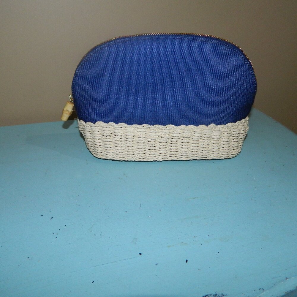 Mark & Graham Canvas and Raffia Travel Cosmetic Case